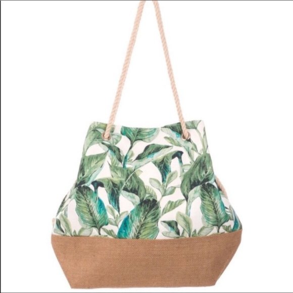 HP✨Tropical Palm Leaf Bucket Bag Backpack Tote NWT - Picture 6 of 10
